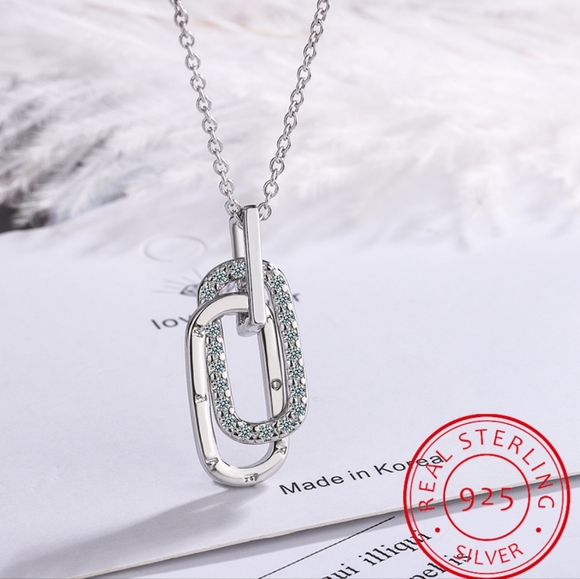 14k gold & sterling silver diamond necklace - Picture 4 of 7